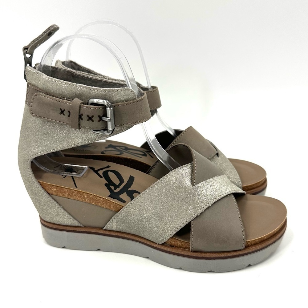 OTBT Teamwork Ankle Leather Wedge Sandals Women 8 Platform Shoes Cork Boho Indie